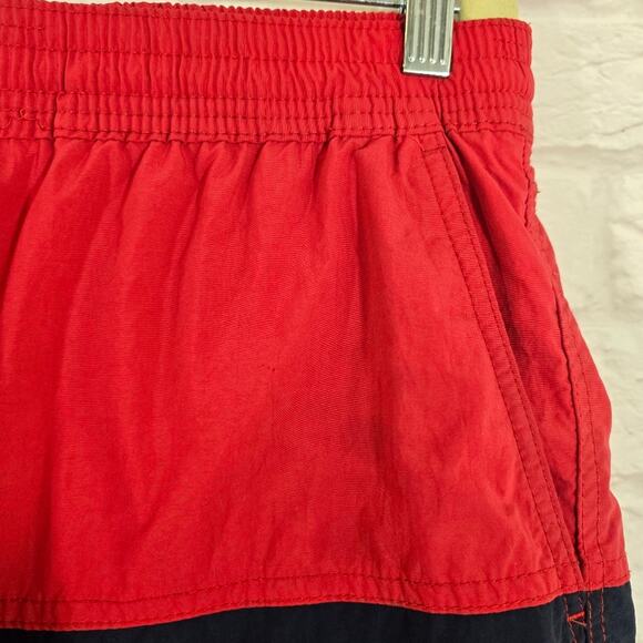 F Tommy Hilfiger Red Navy Colorblock Swim Trunks Shorts Mens Size L Preppy - Picture 2 of 10